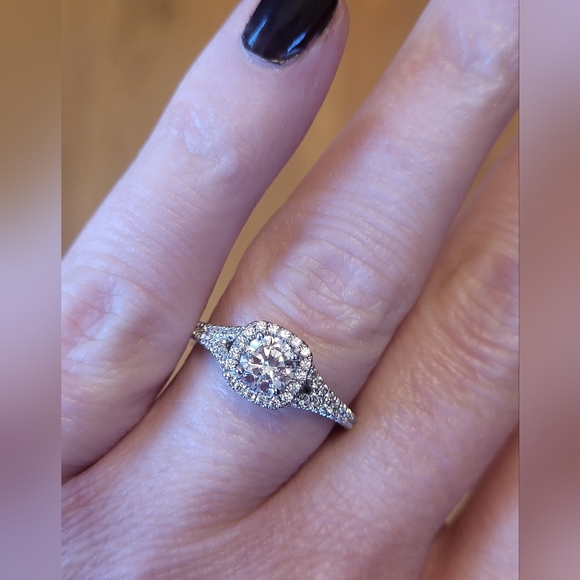 Naledi Sterling Silver Round CZ Halo Split Shank Ring - Picture 8 of 8